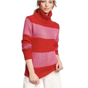 Isaac Mizrahi Red and Pink Striped Roll Neck Sweater